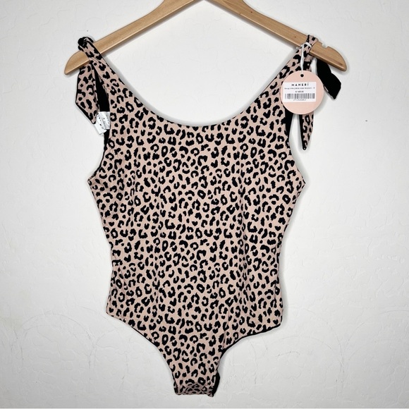NWT MANEBI Tie-up One Piece Leopard Reversible Swimsuit - Picture 2 of 12